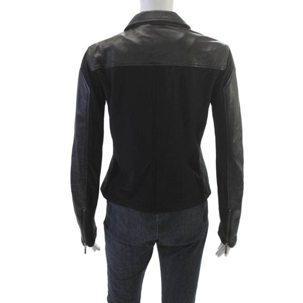 Anatomie Womens Basic Leather Jacket Black Button Long Sleeve Size S - Picture 4 of 5